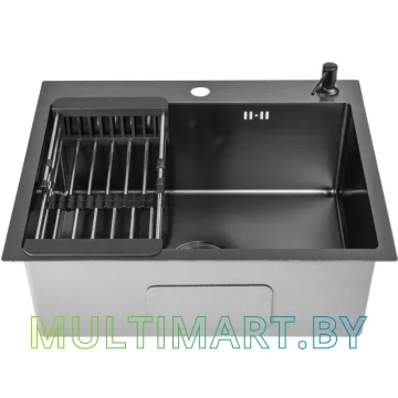 Кухонная мойка Saniteco 6050 Nano (с сифоном, дозатором и коландером) картинка 2